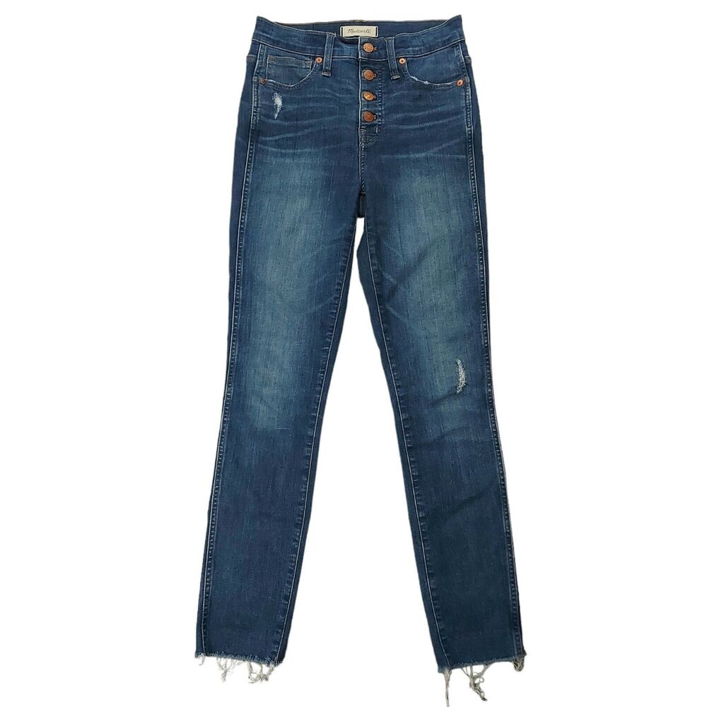 Madewell High Rise Skinny Jeans Womens 25 Blue Button Denim Retro Minimalist